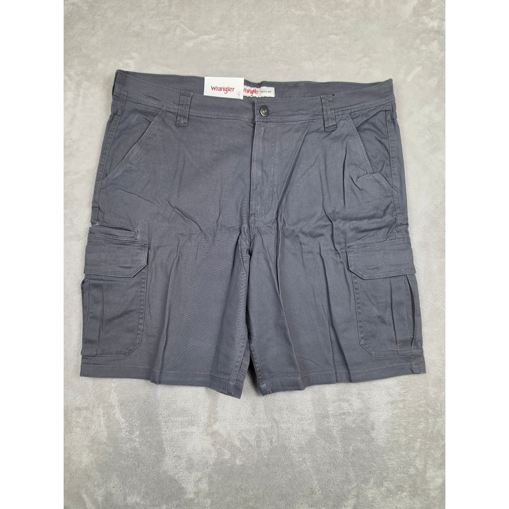Wrangler Cargo Shorts Mens 40 Gray Regular Fit Utility Pockets Triple Needle